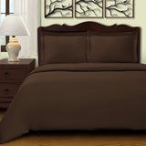 Dark Brown Twin Cotton Blend 400 Thread Count Washable Duvet Cover Set