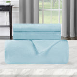 Light Blue King Cotton Blend Thread Count Washable Duvet Cover Set