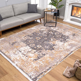 10' X 13' Gray Oriental Washable Non Skid Area Rug