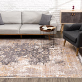 10' X 13' Gray Oriental Washable Non Skid Area Rug