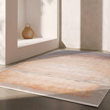 10' X 13' Beige Abstract Washable Non Skid Area Rug