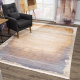 10' X 13' Beige Abstract Washable Non Skid Area Rug