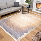 10' X 13' Beige Abstract Washable Non Skid Area Rug