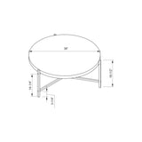 37" White And Silver Stainless Steel Round Coffee Table