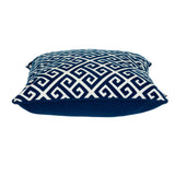 18" X 18" Blue 100% Cotton Greek Key Zippered Pillow