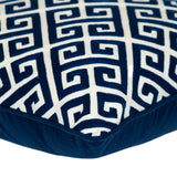 18" X 18" Blue 100% Cotton Greek Key Zippered Pillow