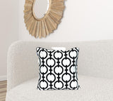 18" X 18" Black 100% Cotton Geometric Zippered Pillow