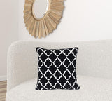 18" X 18" Black 100% Cotton Geometric Zippered Pillow