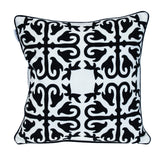 18" X 18" Black 100% Cotton Geometric Zippered Pillow