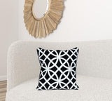 18" X 18" Black 100% Cotton Geometric Zippered Pillow