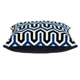 20" X 20" Blue and White Geometric Cotton Zippered Pillow