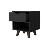 19" Black One Drawer Faux Wood Nightstand