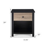 24" Gray One Drawer Nightstand