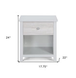 24" Black and Tan One Drawer Nightstand