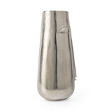 11" Silver Aluminum Faces Cylinder Table Vase