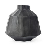 11" Dark Gray Geometric Organic Stripe Round Aluminum Table Vase