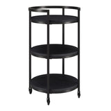 Black Steel Round Rolling Bar Cart