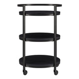 Black Steel Round Rolling Bar Cart