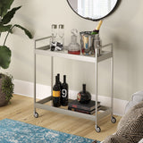 Brass Steel And Glass Rolling Bar Cart