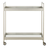 Nickel Steel And Glass Rolling Bar Cart