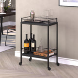 Black Steel And Glass Rolling Bar Cart