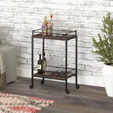 Gray Steel Rolling Bar Cart