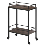 Brown Steel Rolling Bar Cart