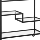 Brown Steel Rolling Bar Cart