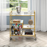 Brass Steel And Glass Rolling Bar Cart