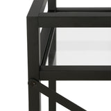 Black Steel And Glass Rolling Bar Cart