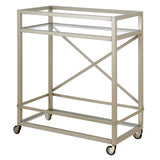 Black Steel And Glass Rolling Bar Cart