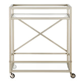 Nickel Steel And Glass Rolling Bar Cart