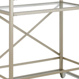 Nickel Steel And Glass Rolling Bar Cart