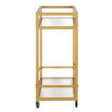 Brass Steel And Glass Rolling Bar Cart