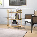 Brass Steel And Glass Rolling Bar Cart