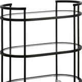 Brass Steel And Glass Oval Rolling Bar Cart