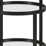 Nickel Steel And Glass Oval Rolling Bar Cart