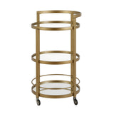 Brass Steel And Glass Round Rolling Bar Cart