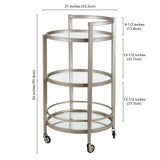 Brass Steel And Glass Round Rolling Bar Cart