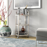 Nickel Steel And Glass Round Rolling Bar Cart