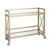 Brass Steel And Glass Rolling Bar Cart