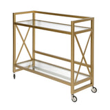 Brass Steel And Glass Rolling Bar Cart