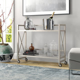 Brass Steel And Glass Rolling Bar Cart