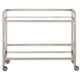 Nickel Steel And Glass Rolling Bar Cart