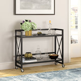 Nickel Steel And Glass Rolling Bar Cart