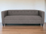 80" Charcoal Polyester And Dark Brown Sofa