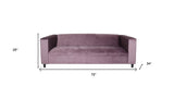 72" Lavender Blue Velvet And Black Sofa
