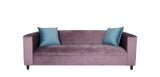 72" Lavender Velvet And Black Sofa With Toss Pillows