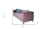 72" Lavender Velvet And Black Sofa With Toss Pillows