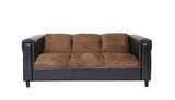 72" Brown And Black Chenille Sofa